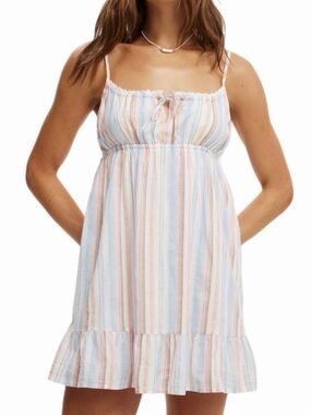 Cotton On Serena Mini Sundress | Striped Pastel Boho Summer Beach Dress Size 2
